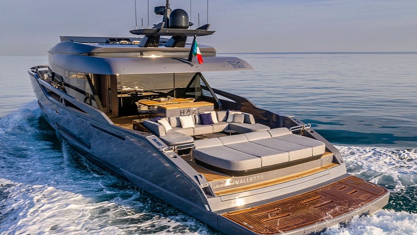 Haze is a 2021 sporty yacht with a penthouse vibe and integrated solar panels