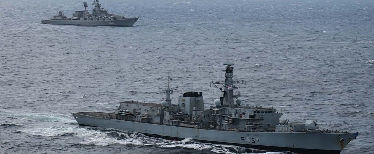HMS Westminster was one of the ships that kept an eye on Marshall Ustinov