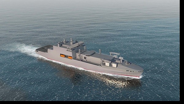 A rendering shows what the future support vessels for the Royal Navy will look like