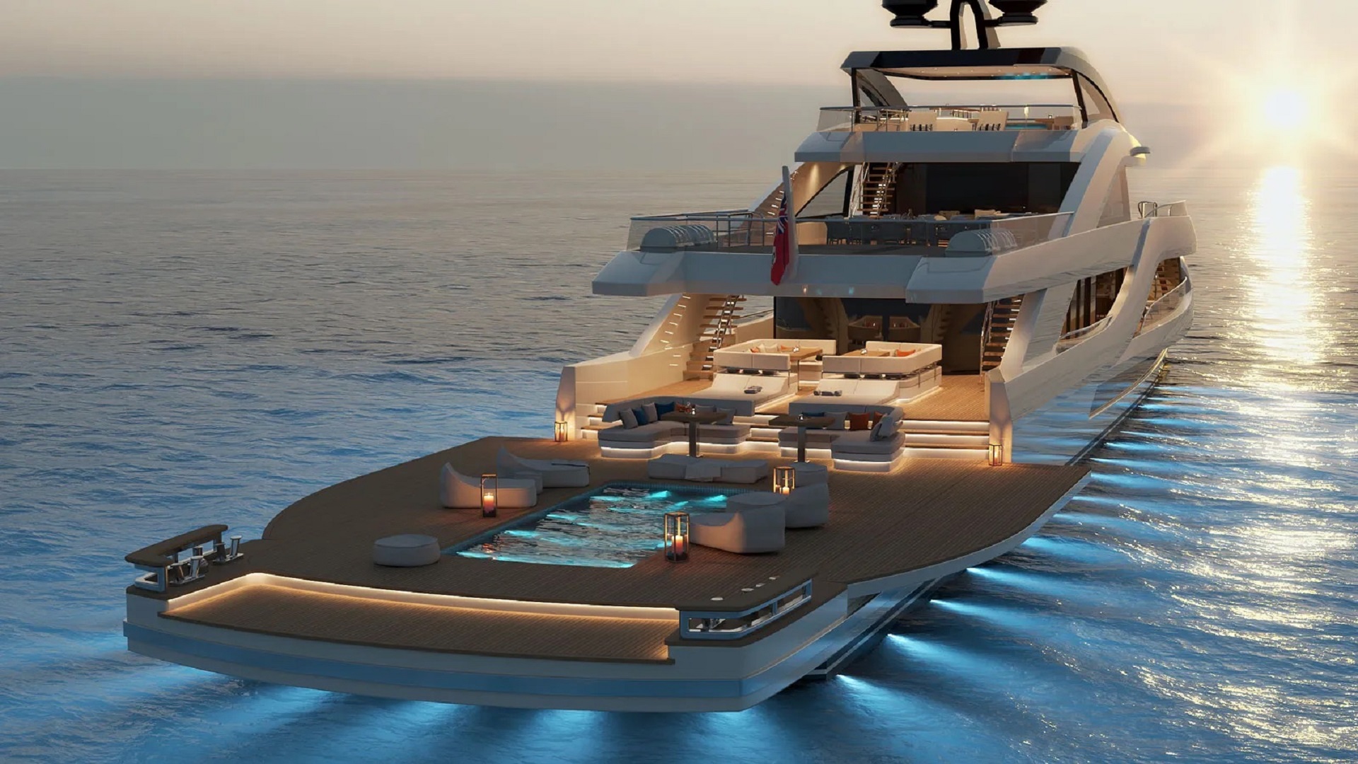 yacht with pool and helipad
