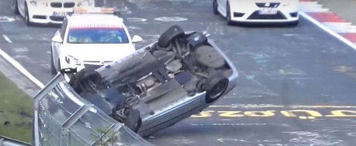 BMW Driver Rolls Over on Nurburgring Right In Front of Marshall Car