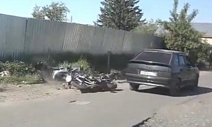Unbelievably Reckless Driver Crashes into Biker