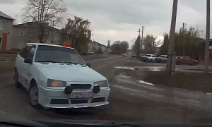 Unexpected Turn Results In Rural Russian Crash