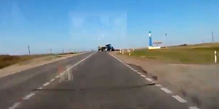 Unlucky Rider Ran Over by a Tractor