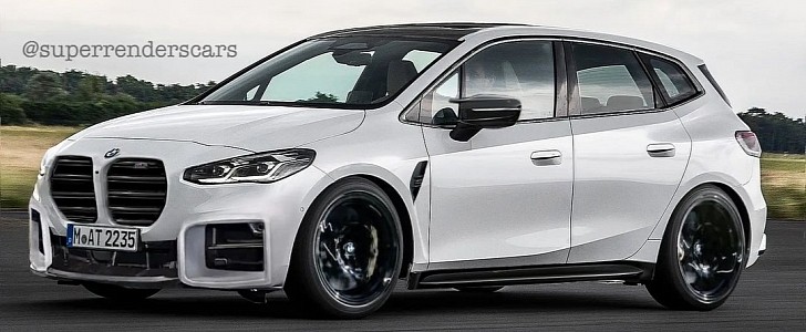2023 BMW M2 Active Tourer unofficial rendering by superrenderscars on Instagram