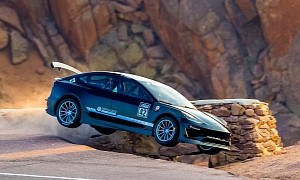 Unplugged Performance Tesla Model 3 Spectacularly Crashes Out of Pikes Peak