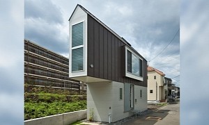Unusually-Shaped Japanese Tiny House Even Has a Built-In Parking Spot