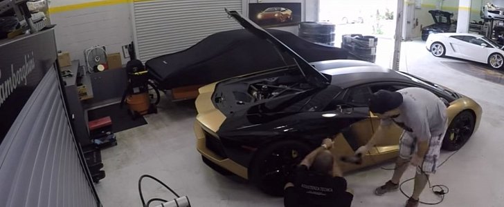 Unwrapping a Lamborghini Aventador