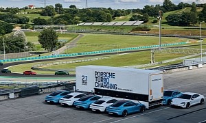 30 Porsche Taycans Can Take Juice From 3.2-MW Turbo Charging Truck Trailer
