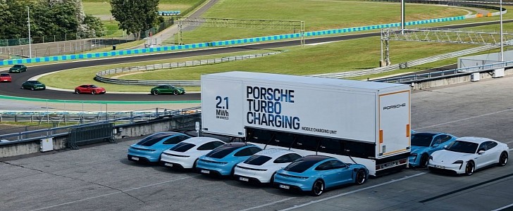 Porsche Taycan mobile truck recharge