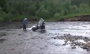 Ural Sidecar Bikes Cross Rather Deep Raging River Like It Was Nothing