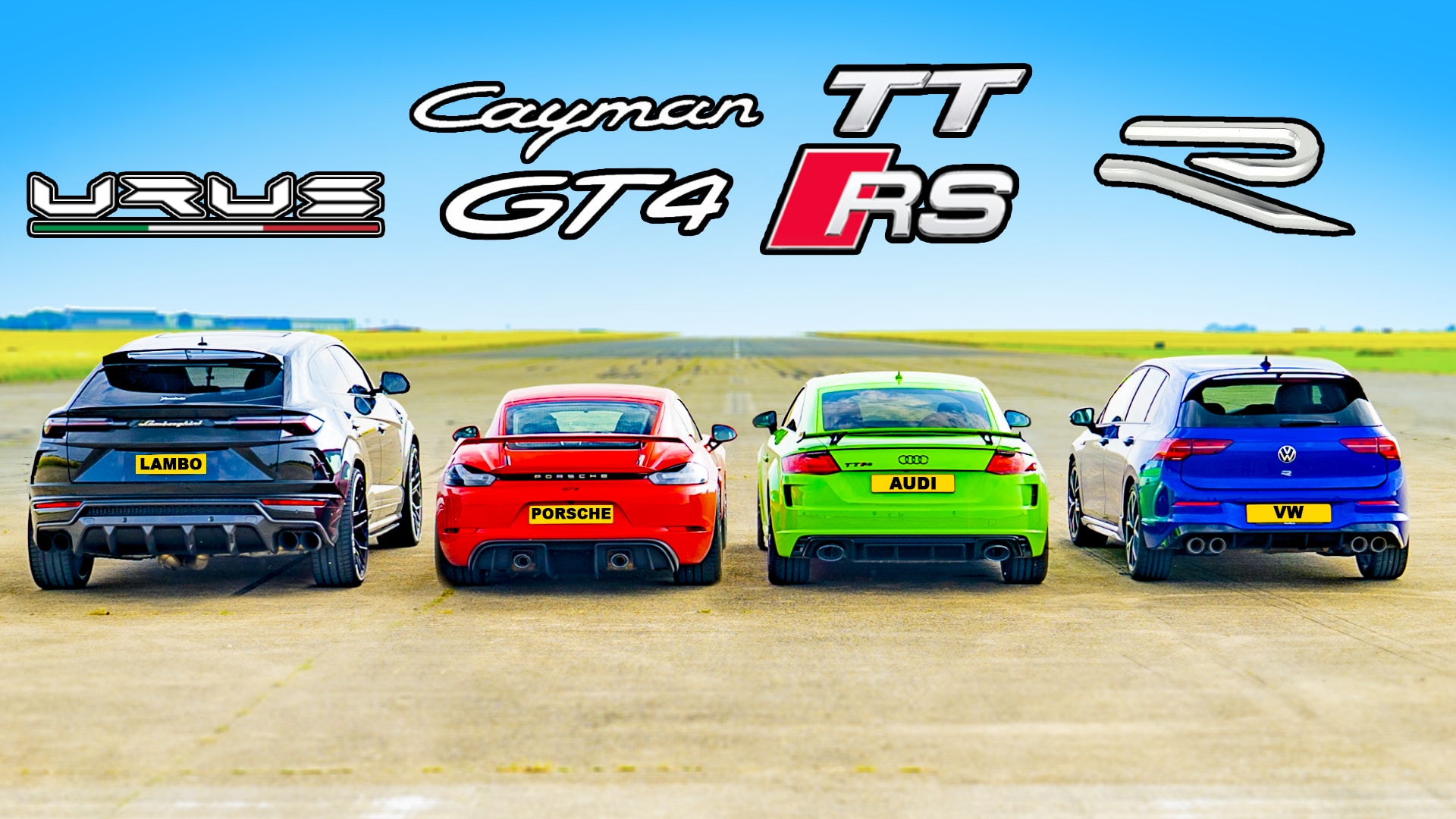 photo of Urus vs TT-RS vs Cayman GT4 vs Golf R Drag Race Ends With Mixed Results image