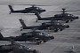 U.S. Army Black Hawk and Apache Helicopters Put on a Big Show at Airfield, Air Trembles