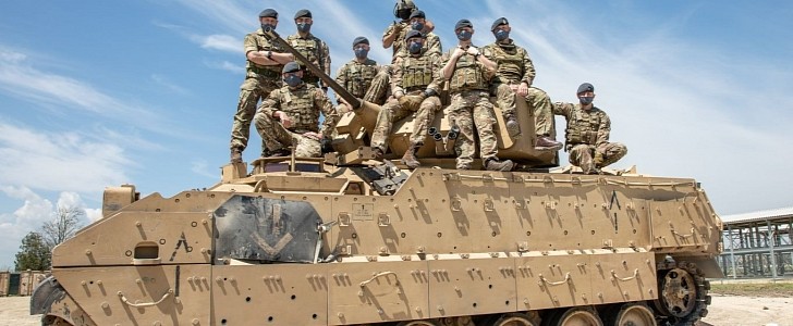 RAF Gunners and U.S. Army personnel participated in a joint training and worked with the Bradley fighting vehicle
