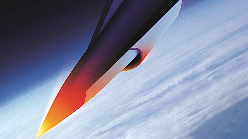 Rendering of a possible application of the hypersonic dual-mode ramjet with rotating detonation combustion