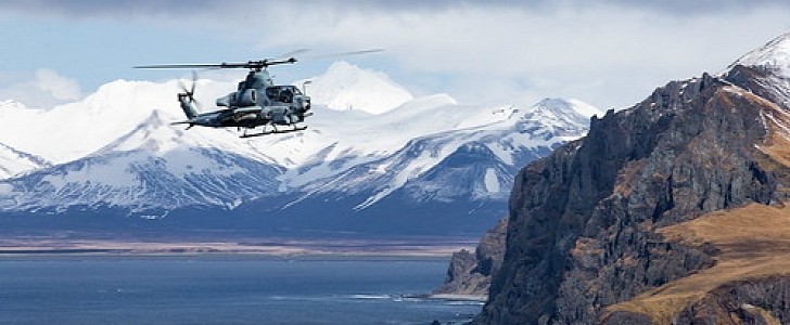 A U.S. Marine Corps AH-1Z Viper participated in the Gulf of Alaska training