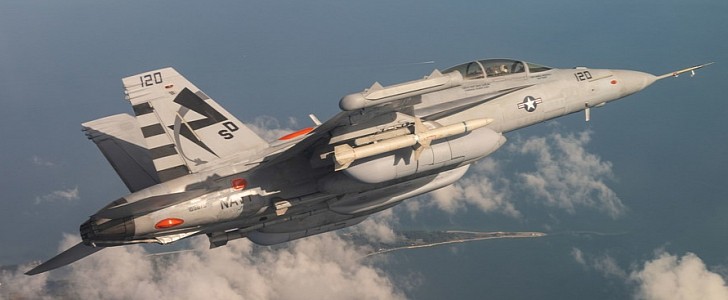An EA-18G Growler conducted a recent flight test with the integrated NGJ-MB