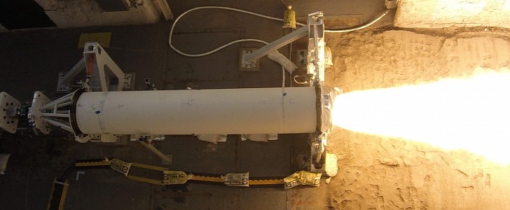 U.S. Navy conducts static fire test on the First Stage Solid Rocket Motor (SRM) in Promontory, Utah