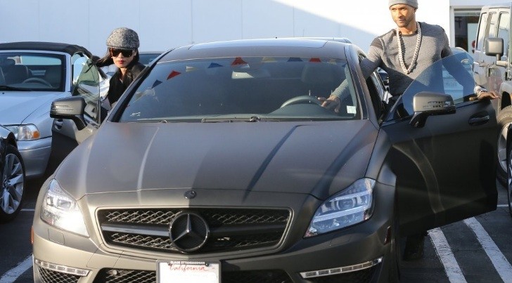 Usher Entering His Flat-Black Mercedes-Benz CLS 63 AMG
