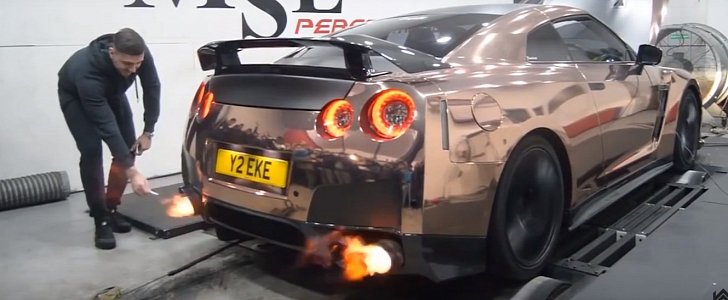 Using a Nissan GT-R's Flaming Exhaust as a Cigarette Lighter