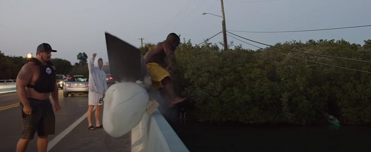 Using an airbag to launch off a bridge