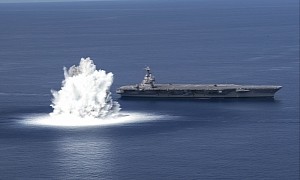USS Gerald Ford Withstands 3.9 Magnitude Earthquake-Like Shock Trial Explosion