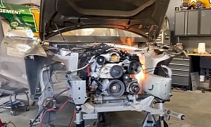 V8-Powered Tesla Model S Has Maiden Engine Start, Combustion Escapes Cylinders