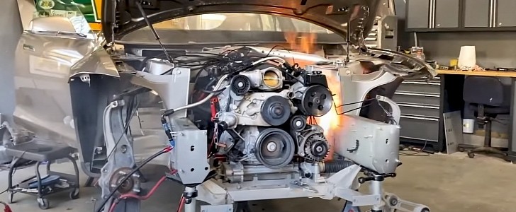 Tesla Model S V8 fires up a little too literally