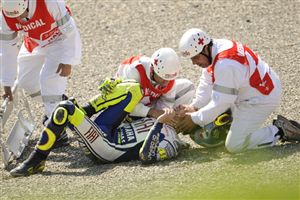 Valentino Rossi in pain after crash