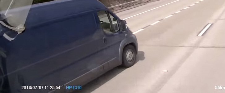 Van driver with laptop