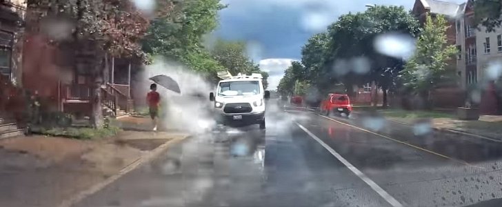 Van driver splashes pedestrians for fun, gets fired