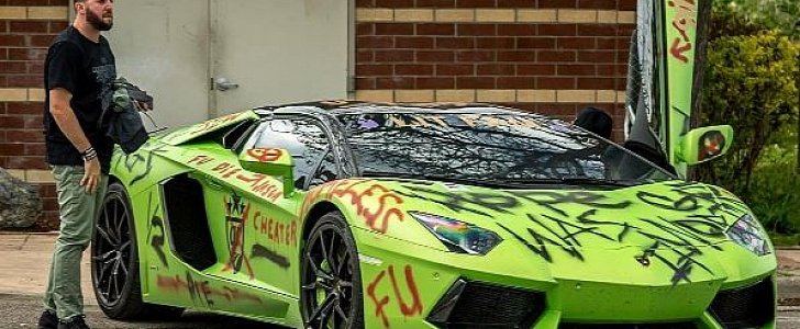 Vandalized Lamborghini Aventador Wrap