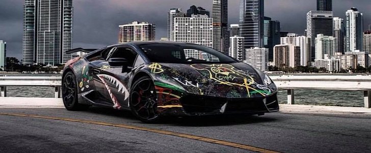 Vandalized Lamborghini Huracan Graffiti Wrap