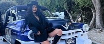 Vanessa Hudgens Goes for a Ride in Wednesday Addams’ Beautiful Custom Hearse