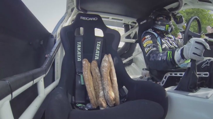 Vaughn Gittin Jr and some baguettes in his RTR Mustang
