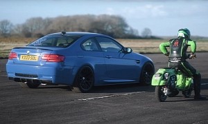 Vespa Scooter Surprises the Hell Out of a V8-Powered BMW M3 in Quarter-Mile Drag Race