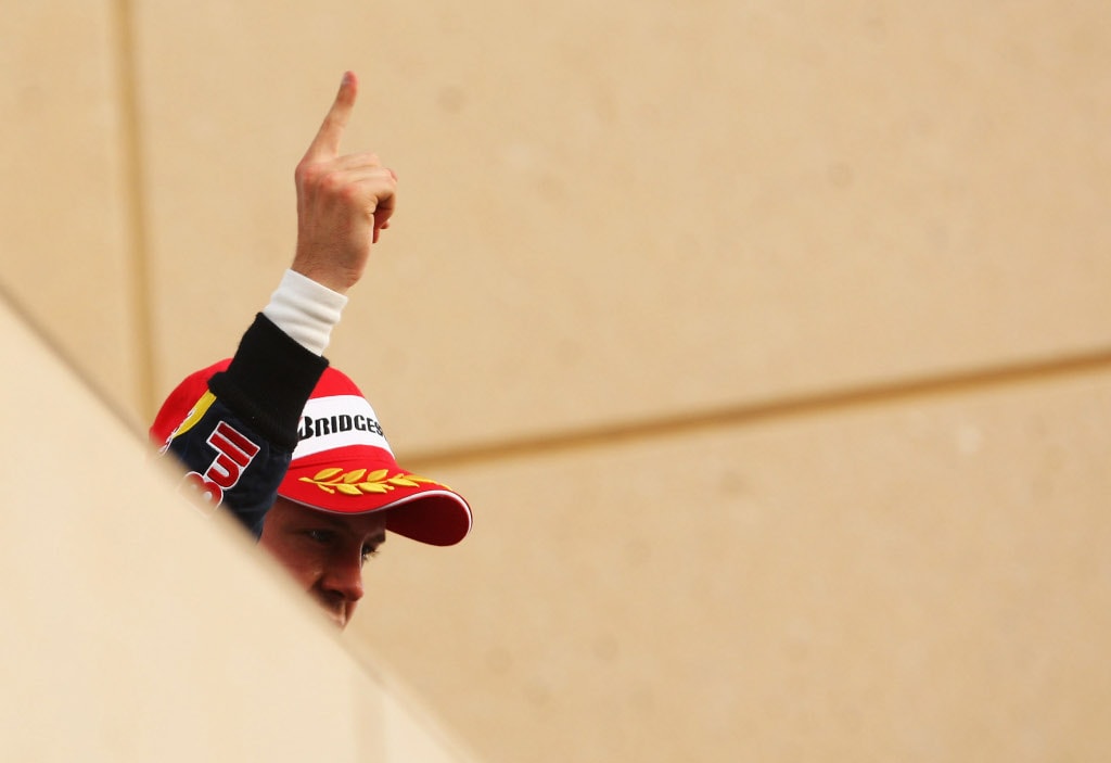 Sebastian Vettel on the Bahrain podium