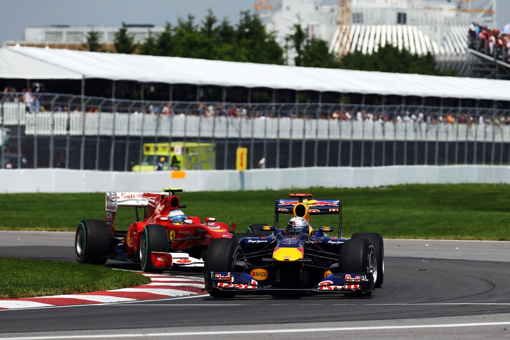 Sebastian Vettel ahead of Fernando Alonso in Canada