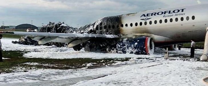 Aeroflot plane crash-lands at Moscow, catches fire