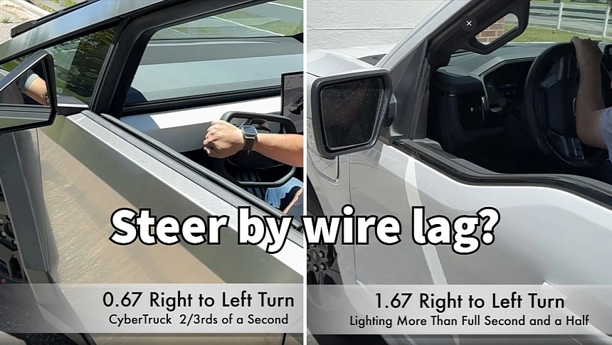 Tesla Cybertruck vs Ford F-150 Lightning steering compared