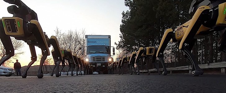 SpotMini formation for truck haul