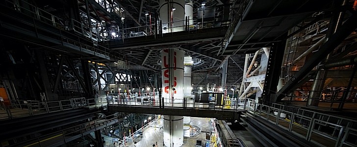 View from inside the building where the SLS is coming together