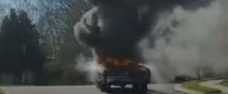 Vintage Cadillac goes up in flames, rolls down the road in Tennessee