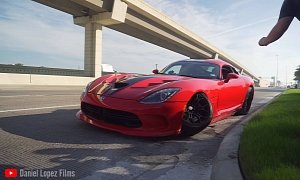 Viper Crashes Leaving Cars and Coffee Like a Mustang