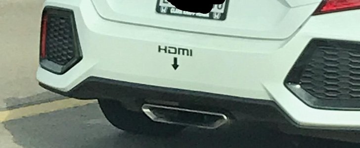 Honda Civic with an HDMI-shaped exhaust