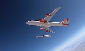 Virgin Orbit Cosmic Girl Airplane Drops LauncherOne in Successful Test