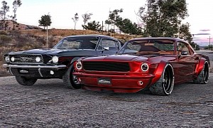 Virtual 1967 Ford Mustang Arrives Slammed and Widebodied, Meets an Original Fastback
