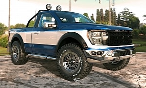 Virtual Ford F-150 'Fighter' Is a Short and Stubby Raptor Looking for a 1980s Summer Trip