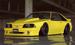 Virtual Fox Body Mustang Hatchback Lemon Has Bulging Hood and Subtle Widebody