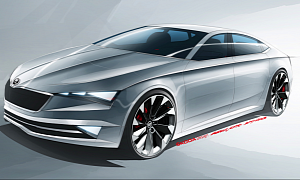 VisionC Concept Sketch Preview Future Skoda Five-Door Coupe
